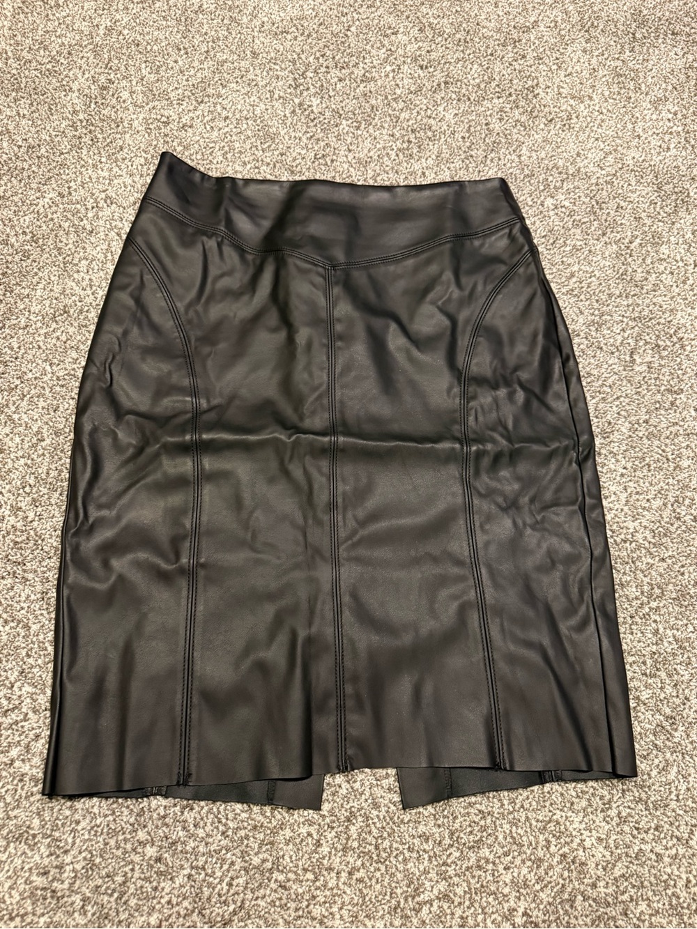 Classic Black Faux Leather Pencil Skirt